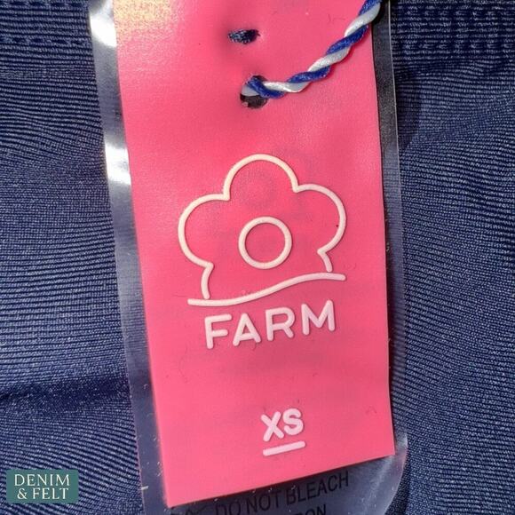 Farm Rio Anthropologie High Rise Side Tie Bikini Bottom Blue Print XS NEW/NWT!! - Picture 9 of 11